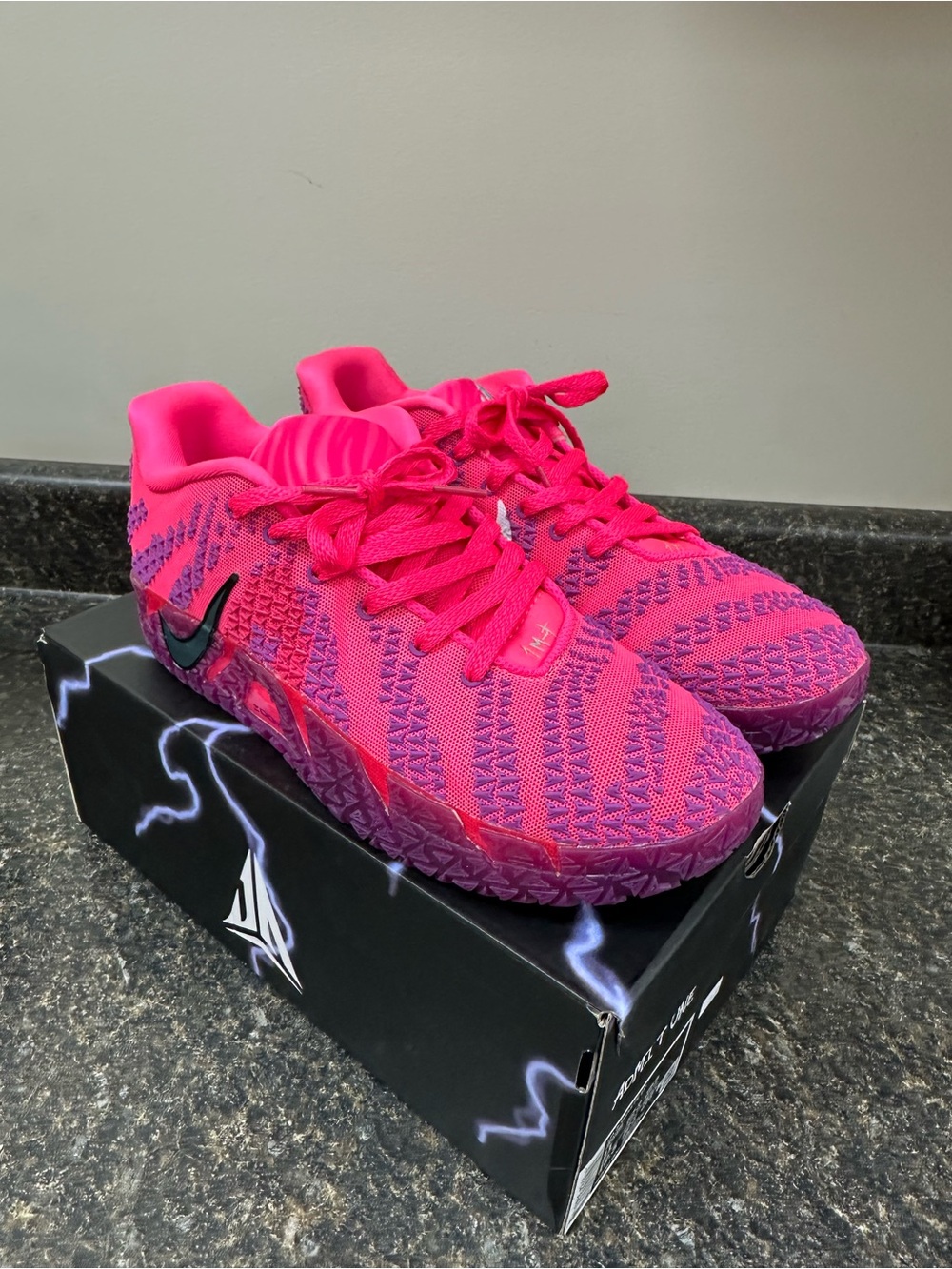 Nike Kids Bright Pink Knit Sneakers with Black Swoosh
